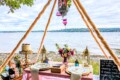 Teepee above a pink luxury picnic in Miami
