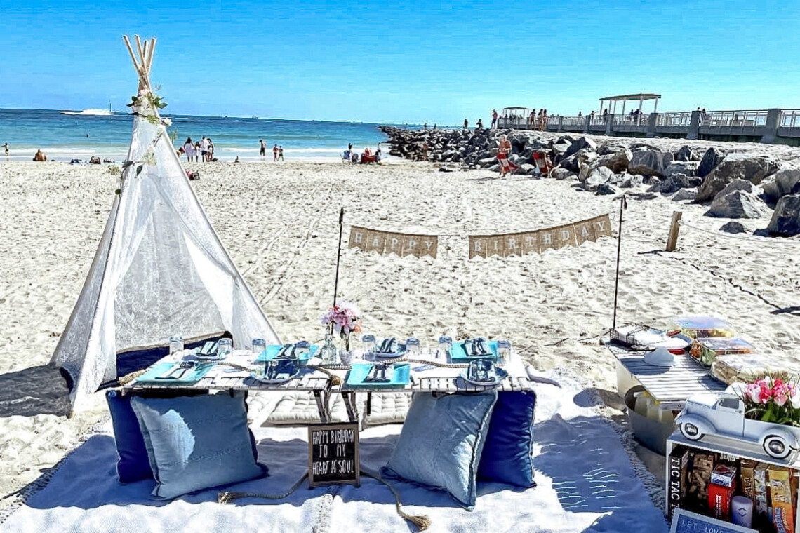 Miami luxury beach picnic celebration