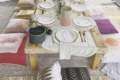 Indoor picnic tablescape for 10 guests